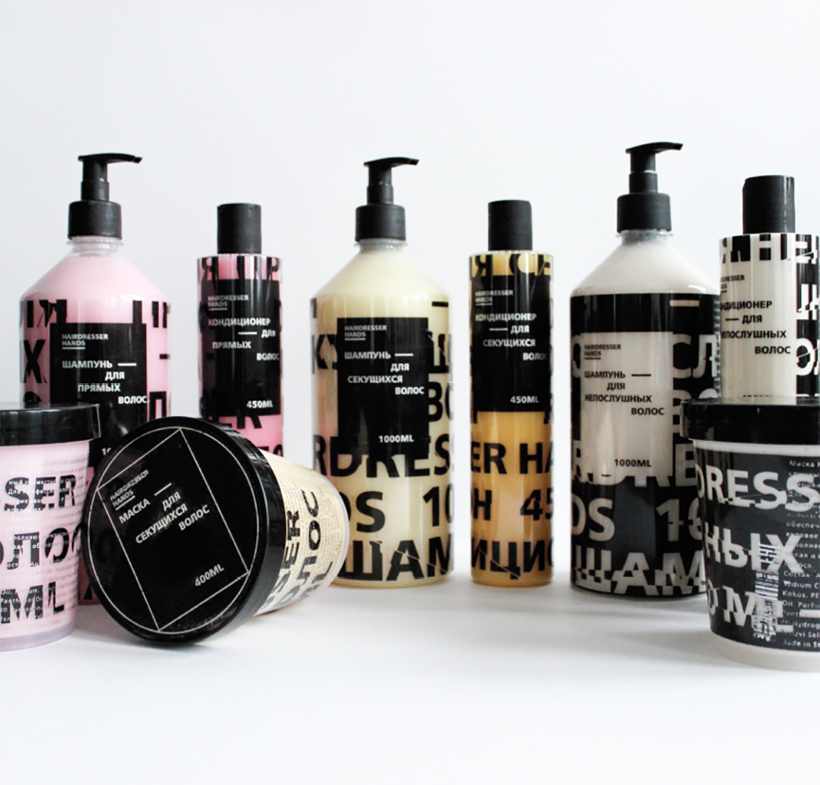 Проект упаковки средств для ухода за волосами «Hairdresser hands».